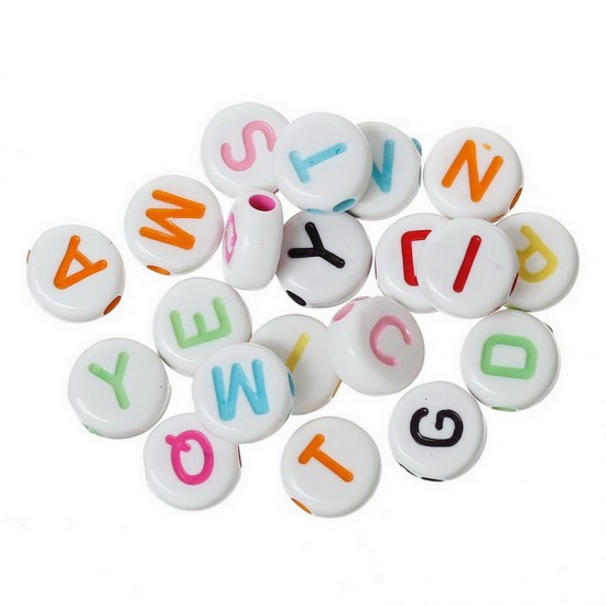 Multicolor Round Flat Alphabet Beads Multicolor Round Flat Alphabet Beads