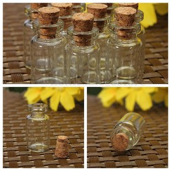 Clear Mini Small Cork Stopper Glass Vial- 35mm