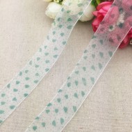 White organza green heart