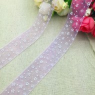 Purple Organza White flower
