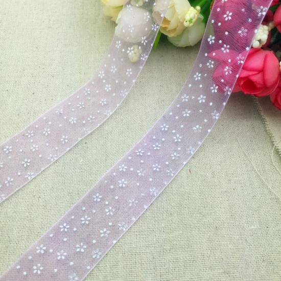Purple Organza White flower