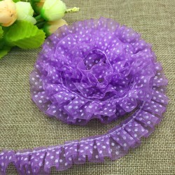 Purplr Dot organza Lace Gathered Pleated Trim