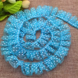 Blue Dot organza Lace Gathered Pleated Trim