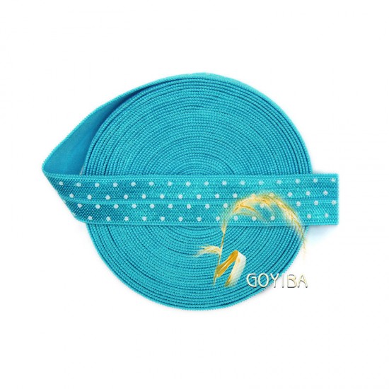 Polka Dot Blue FOE Print Fold Over Elastics