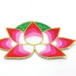 Embroidered Cloth Iron On Patch Sew Motif Charm Lotus flowers