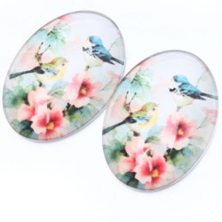 Flowers Bird glass dome