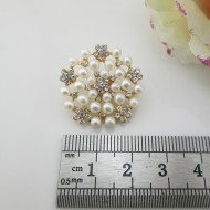 Rhinestone Pearl Flower Buttons