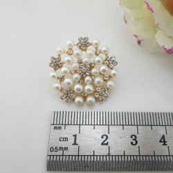 Rhinestone Pearl Flower Buttons