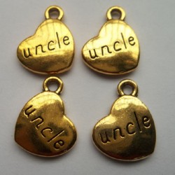 Gold  Heart Uncle Charm pendant
