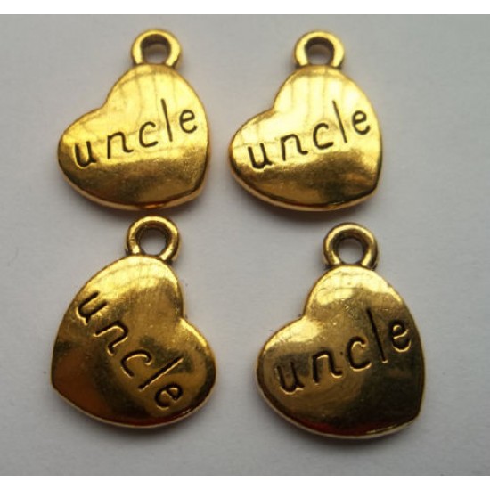 Gold  Heart Uncle Charm pendant