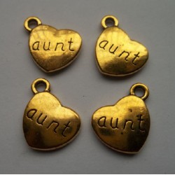 Gold Heart Aunt Charm