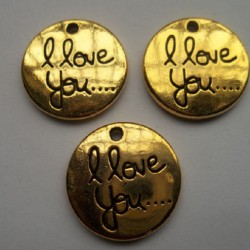 Gold Round “l love you” Charm