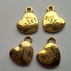 Gold sister charm pendant