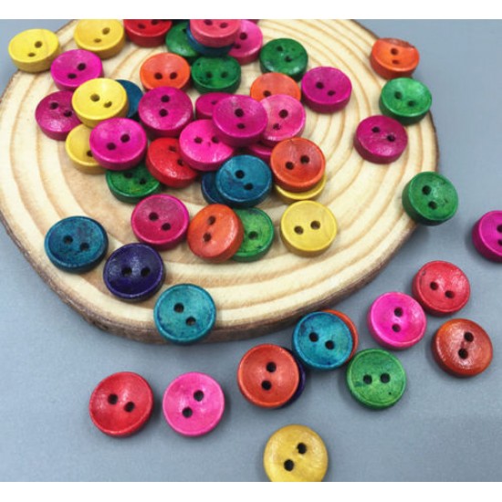 Mixed retro color 2-Holes Wooden Buttons 