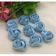 Light blue Satin Ribbon Rose 