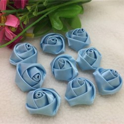 Light blue Satin Ribbon Rose 