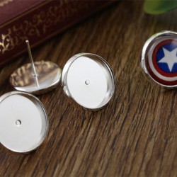 Rhodium Plated Earring Studs with Ear plug
