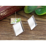 Silver Plated Square Earring Studs