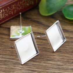 Silver Plated Square Earring Studs