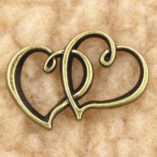 Antique Bronze Double Heart 