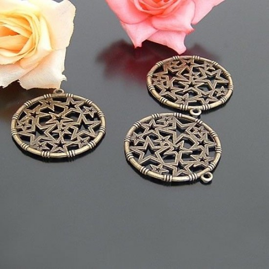 Bronze Tone Alloy Hollow Star Round