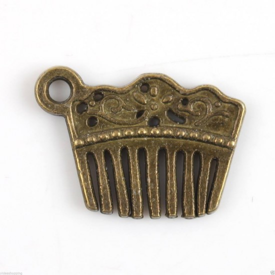 Antique Bronze Tone Comb Charm