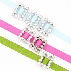 Square Rhinestone Buckle Invitation Ribbon Slider 