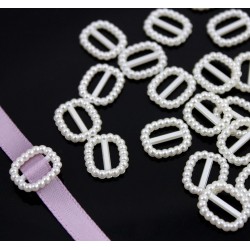White Pearl Square Buckle Ribbon Slider
