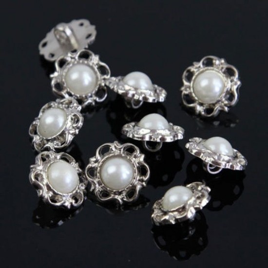 Vintage Resin Ivory Pearl Flower Buttons