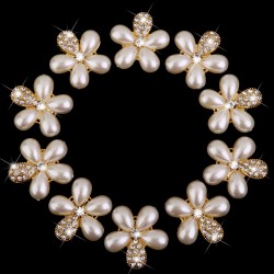 Flower  Pearl Rhinestone Buttons