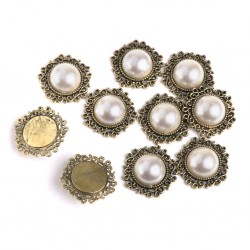 Round Bronze Pearl Embellishment 
