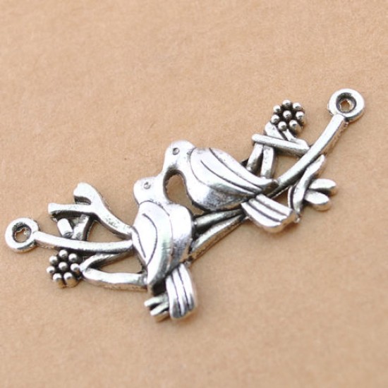 Tibetan Silver Alloy Birds Connector Charm