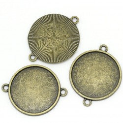 Bronze Tone Round Cabochon Setting Connectors 