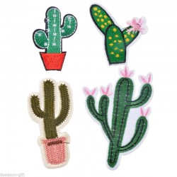 4PCs Mixed Cactus Pattern Cartoon Patch Iron On