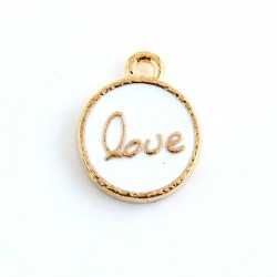 White Enamel Round Charm 