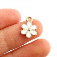 White Enamel Calliopsis Charm 