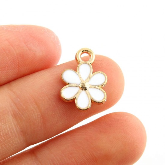 White Enamel Calliopsis Charm 