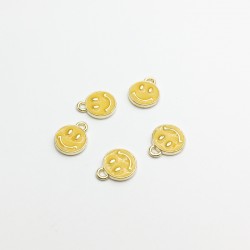 Yellow Enamel Metal Smiley Charm