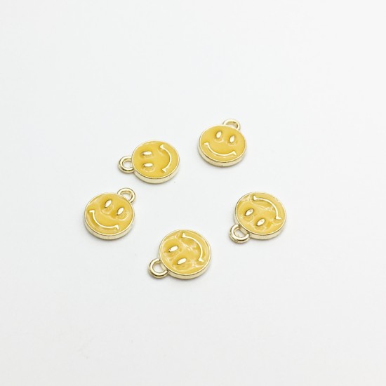Yellow Enamel Metal Smiley Charm