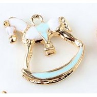 Beautiful Blue Horse Gold Tone Metal Enamel 