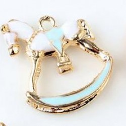 Beautiful Blue Horse Gold Tone Metal Enamel 