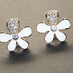 White  Rhinestone Zinc Alloy Flower