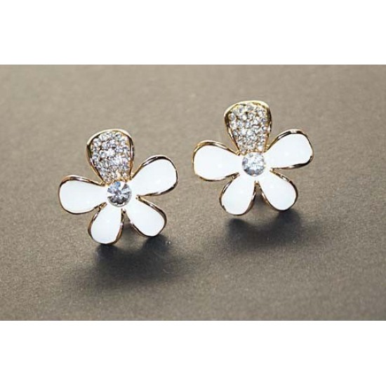 White  Rhinestone Zinc Alloy Flower