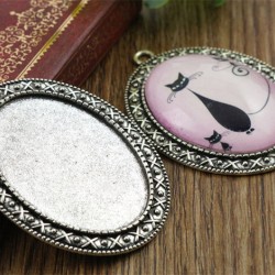 Silver Baroque Style Cabochon Base