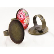 Brass Oval Adjustable Ring Settings Blank