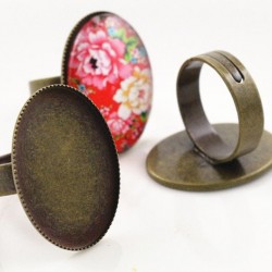 Brass Oval Adjustable Ring Settings Blank
