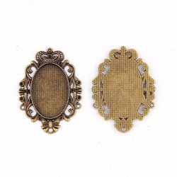 Antiqued Bronze Vintage Alloy Crown Oval Cameo 