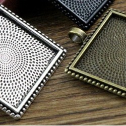 Antique Silver And Bronze Square Cabochon Base