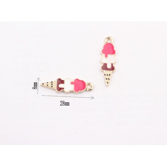 Cute Ice Cream Charms Gold Color