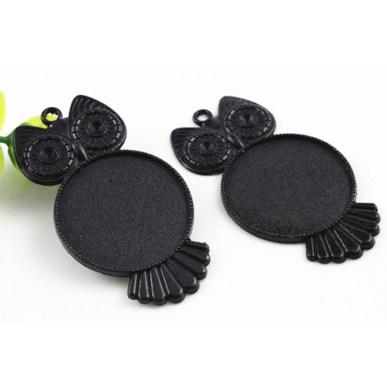 Black Plated Owl Style Cabochon Base Setting